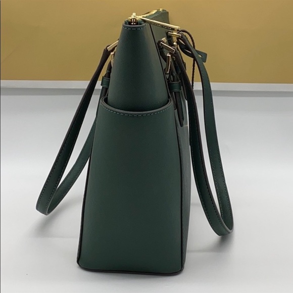 MICHAEL KORS Charlotte Large Leather Top-Zip Tote Racing Green - Picture 6 of 15